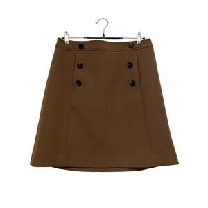 Ann Taylor Tweed A-line Mini Skirt Size 10 Brown Military Office Career Pockets